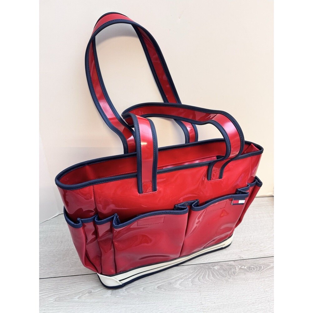 Vintage Tommy Hilfiger Patent Leather Tote Bag Purse VGC